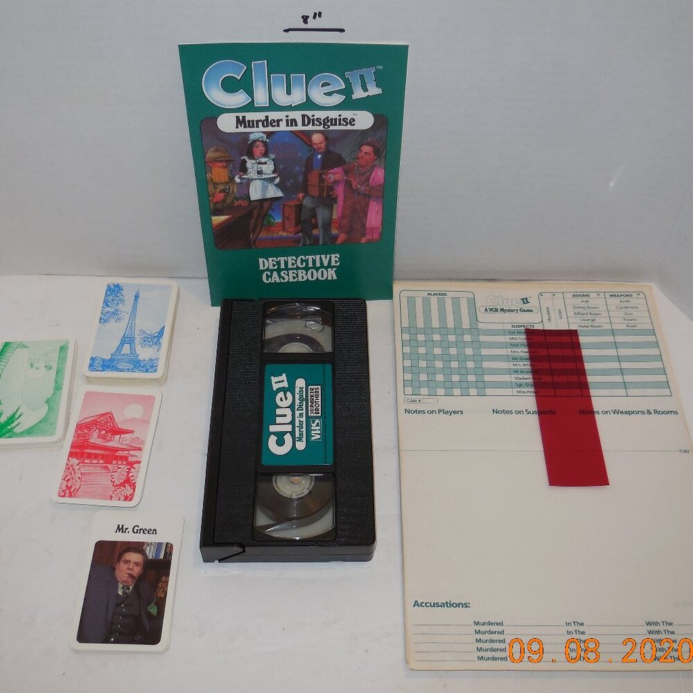 1987 Parker Brothers Clue II murder in disguise a VCR Mystery Game 100% Complete